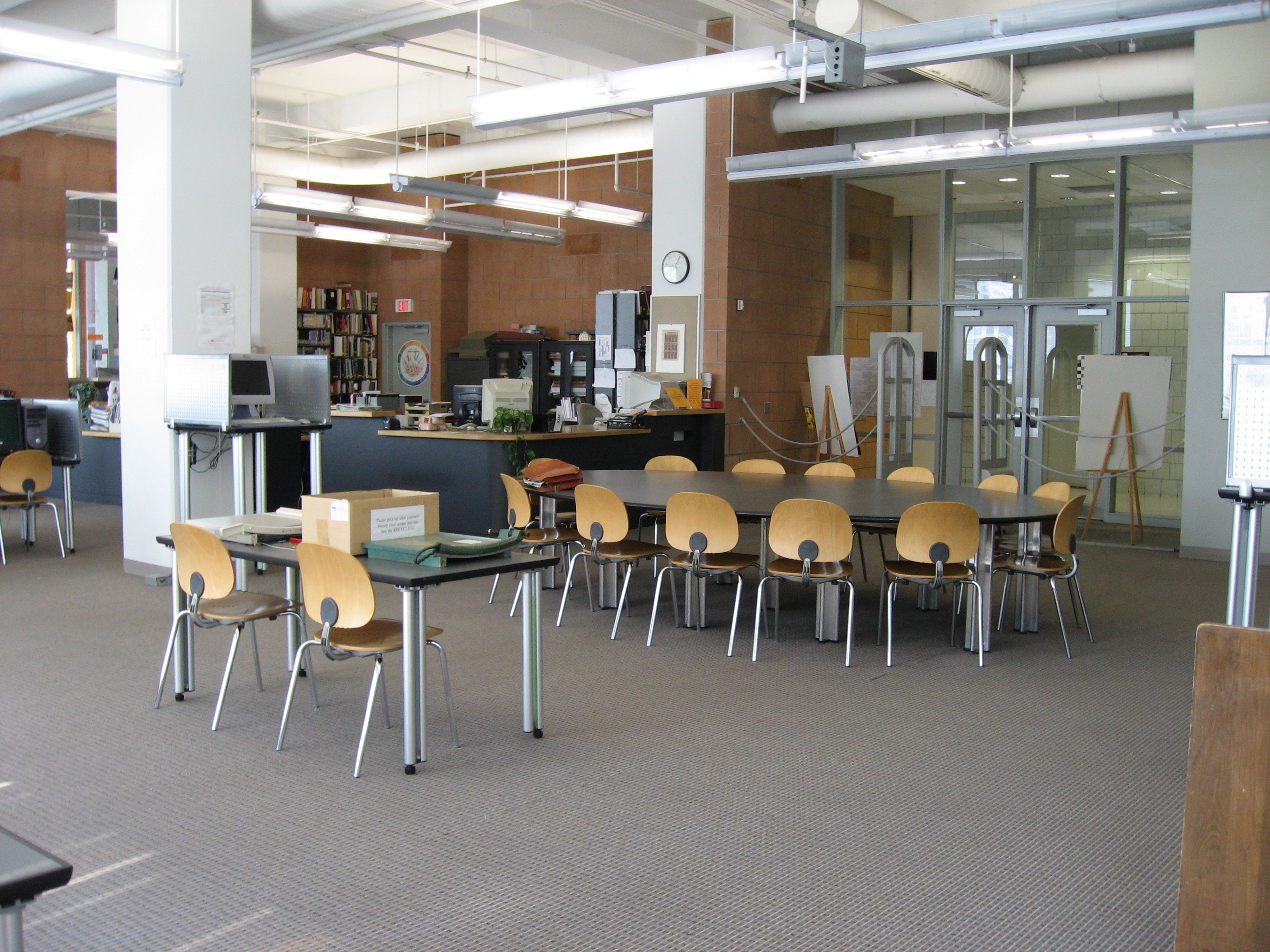 circulation desk and seating area
